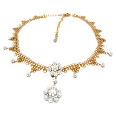 Pasquale Bruni Collar de flecos de diamantes en oro de 18 quilates con gotas florales, Italia