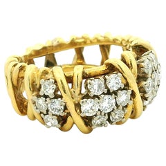 Italian 18 Karat Gold 2.20 Carat Diamond Openwork Ring, Circa 1980
