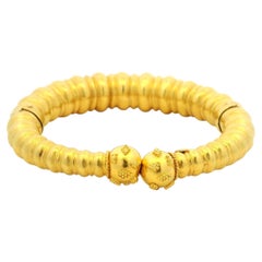 Ilias Lalaounis 1970s 22K Gold Neolithic Revival Ribbed Bracelet