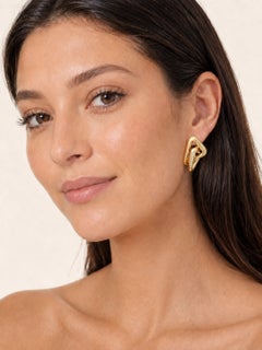 1980s Italian 18K Gold and Diamond Interlocking Triangle Earrings