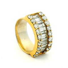 American 1980s 18K Gold 4.60 Carat Diamond Modernist Wide Band Ring