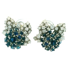 Frantz Hingelberg Danish 14K White Gold Sapphire Diamond Earrings