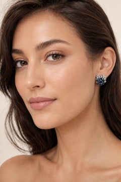Frantz Hingelberg Danish 14K White Gold Sapphire Diamond Earrings