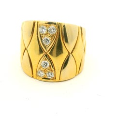 1980s Italian 18K Yellow Gold 0.50 Carat Diamond Wide Band Ring
