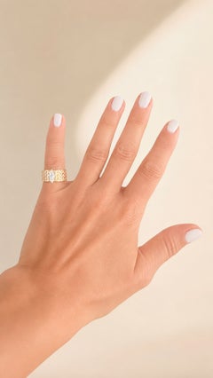 FJG 1970s 14K Gold 0.50 Carat Marquise Diamond Basket-Weave Ring
