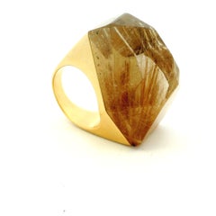 H.Stern for Diane von Furstenberg 18K Gold Rutilated Quartz Ring