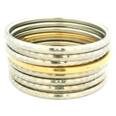 Roberto Coin Martellato 18K Gold and Sterling Silver Set of Eight Bangles