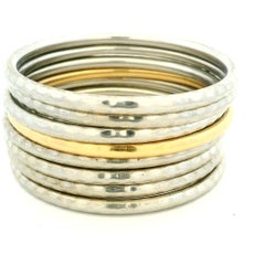 Roberto Coin Martellato 18K Gold and Sterling Silver Set of Eight Bangles