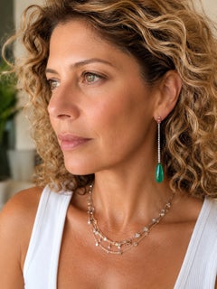 18K Two-Tone Pink and Green Tourmaline Diamond 3-Inch Drop Earrings