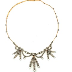Rare Filippo Chiappe Italian Platinum and 18 Karat Gold Diamond Festoon Necklace