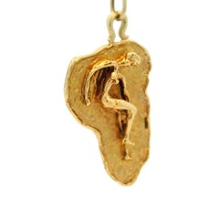 1950s Italian Handmade Modern Dancer 14K Gold Pendant