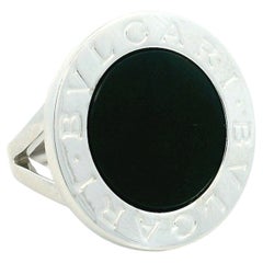 Bulgari Bulgari Large Onyx 18K White Gold Cocktail Ring, circa 2000