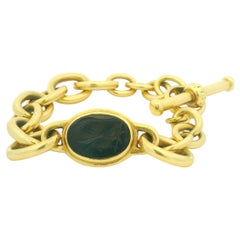 Vahe Naltchayan 18K Gold Reversible Onyx Carnelian Intaglio Bracelet