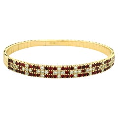 Vintage ORJ Ruby and Diamond Flexible Link Bracelet in 14K Yellow Gold