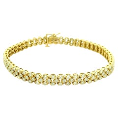 Um 1990: Dreireihiges Diamantarmband aus 14-karätigem Gelbgold, 7,80 Karat