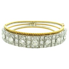 Bracciale Art Déco in platino e oro 18 carati con diamanti da 6,11 carati, intorno al 1930
