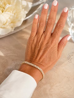 14K Yellow Gold Three-Row Diamond Bracelet, 7.80 Carats Circa 1990