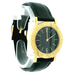 Vintage Bvlgari A5011 18K Yellow Gold Black Dial Quartz Watch, circa 1990