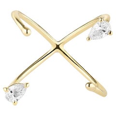 Anello in oro 18 ct. con 2 diamanti taglio pera