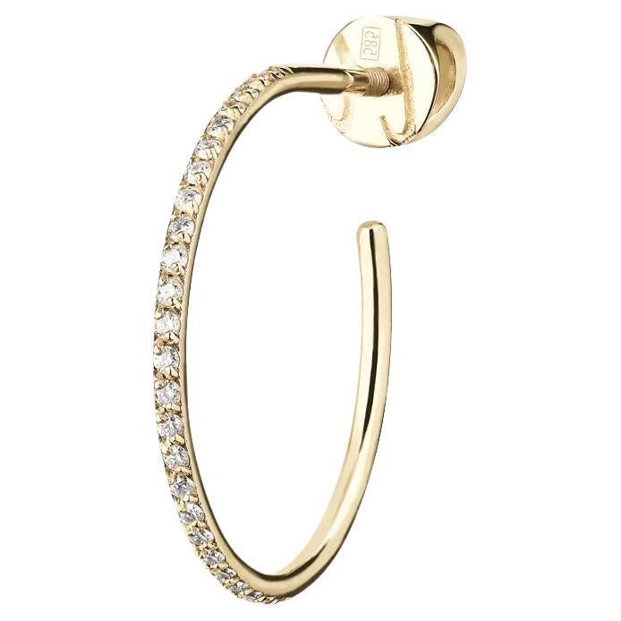Orecchino a cerchio in oro 18k con diamanti in vendita