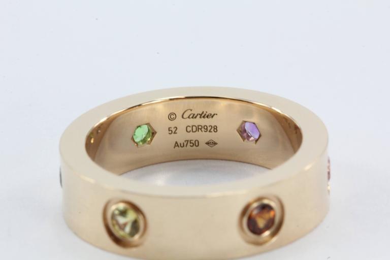 Cartier Love Multicolor Gem Gold Band Ring at 1stDibs cartier