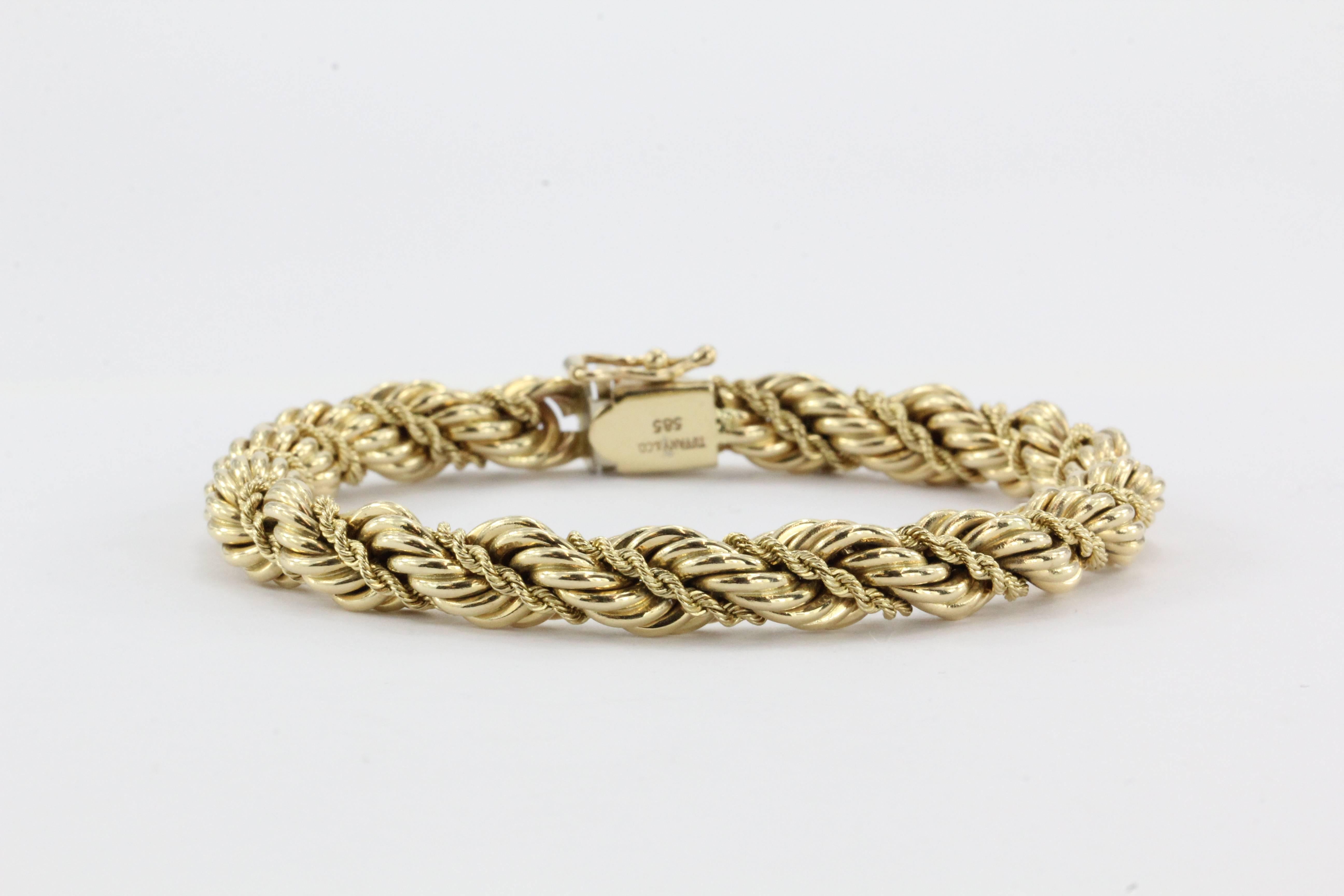 Tiffany & Co. Gold Thick Rope Bracelet. The piece is in great estate condition and ready to wear. There are some minor signs of wear that are only noticeable upon close inspections. Please see pictures for details. Does not come with box or pouch.