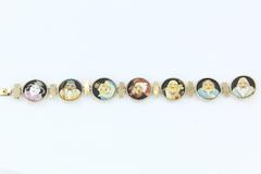 Antique 18K Gold Japanese Toshikane 7 Lucky Gods Bracelet Signed