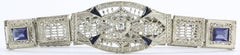 Antique Art Deco 14K White Gold Diamond & Sapphire Otsby & Barton Bracelet