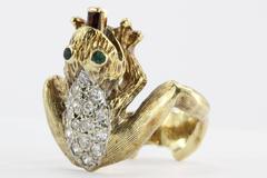 Whimsical Garnet Diamond Gold Frog Ring