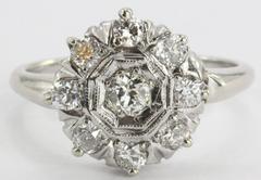 Antique Art Deco 18K White Gold Old European Cut .35 CTW Diamond Engagement Ring