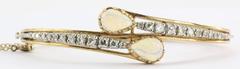Casbah 14K Gold Diamond & Translucent Opal Bangle Bracelet