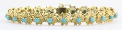 Vintage 18K Gold Persian Turquoise Italian Florette Bracelet