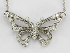 Tiffany & Co Platinum & Diamond Butterfly Pendant Necklace