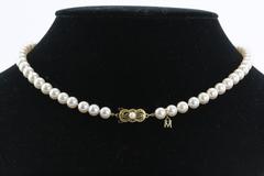Mikimoto 18K Gold 7.5mm Pearl necklace 19" Long Grade A