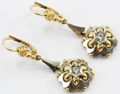 Victorian Multicolor White Topaz Gold Dangle Earrings