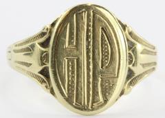 Antique 14K Gold Ostby & Barton Gothic Signet Ring HP