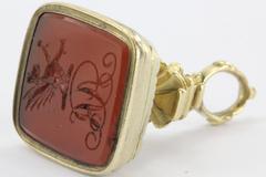 Antique Victorian 14k Gold Dragon Carnelian Wax Seal Fob
