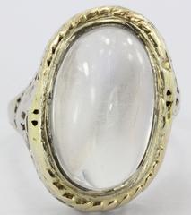 Antique Art Deco 14k White Gold Huge 8 Carat Moonstone Chunky Ring