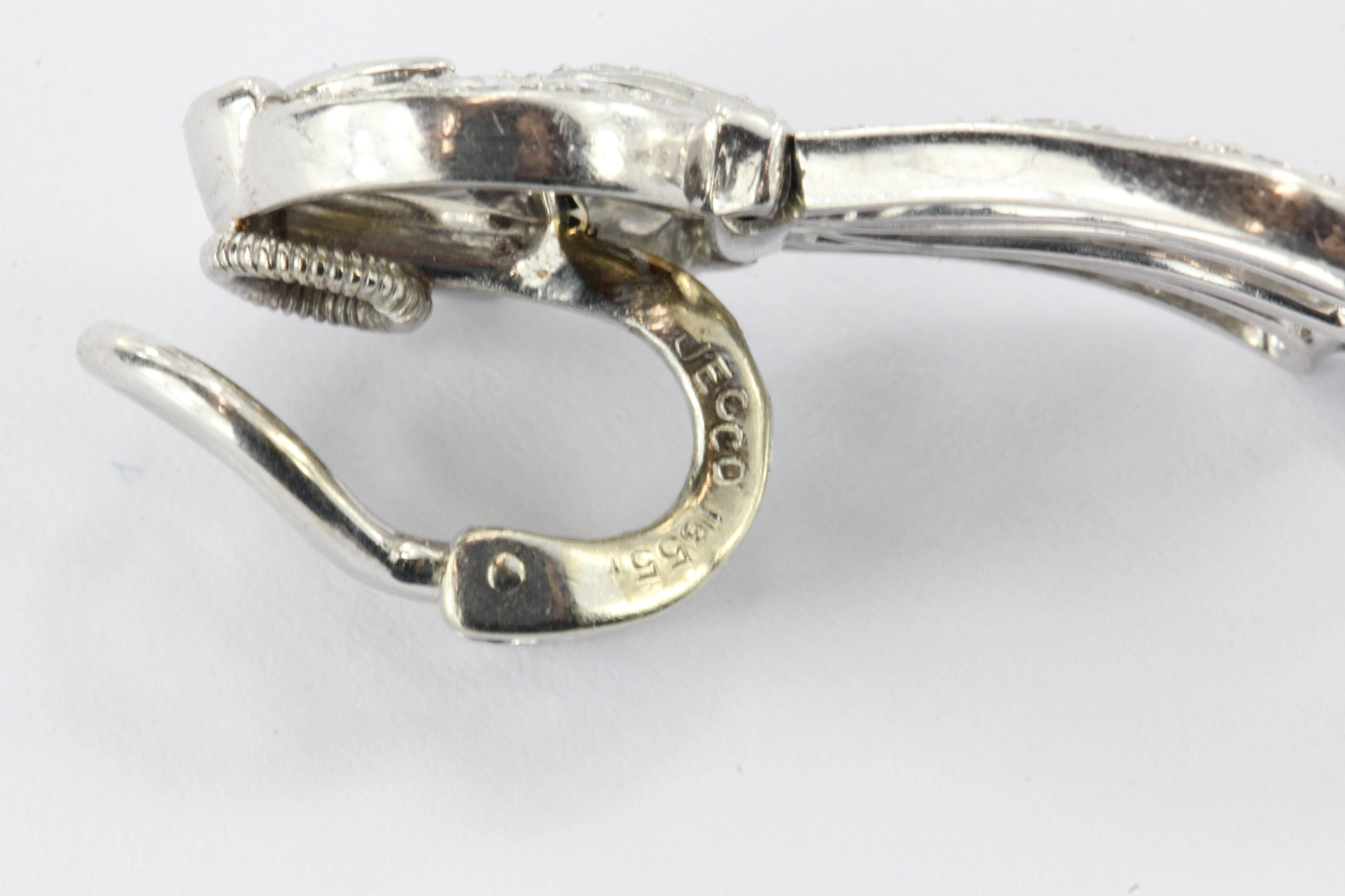 J.E. Caldwell Diamond Platinum French Post Earrings In Excellent Condition In Cape May, NJ