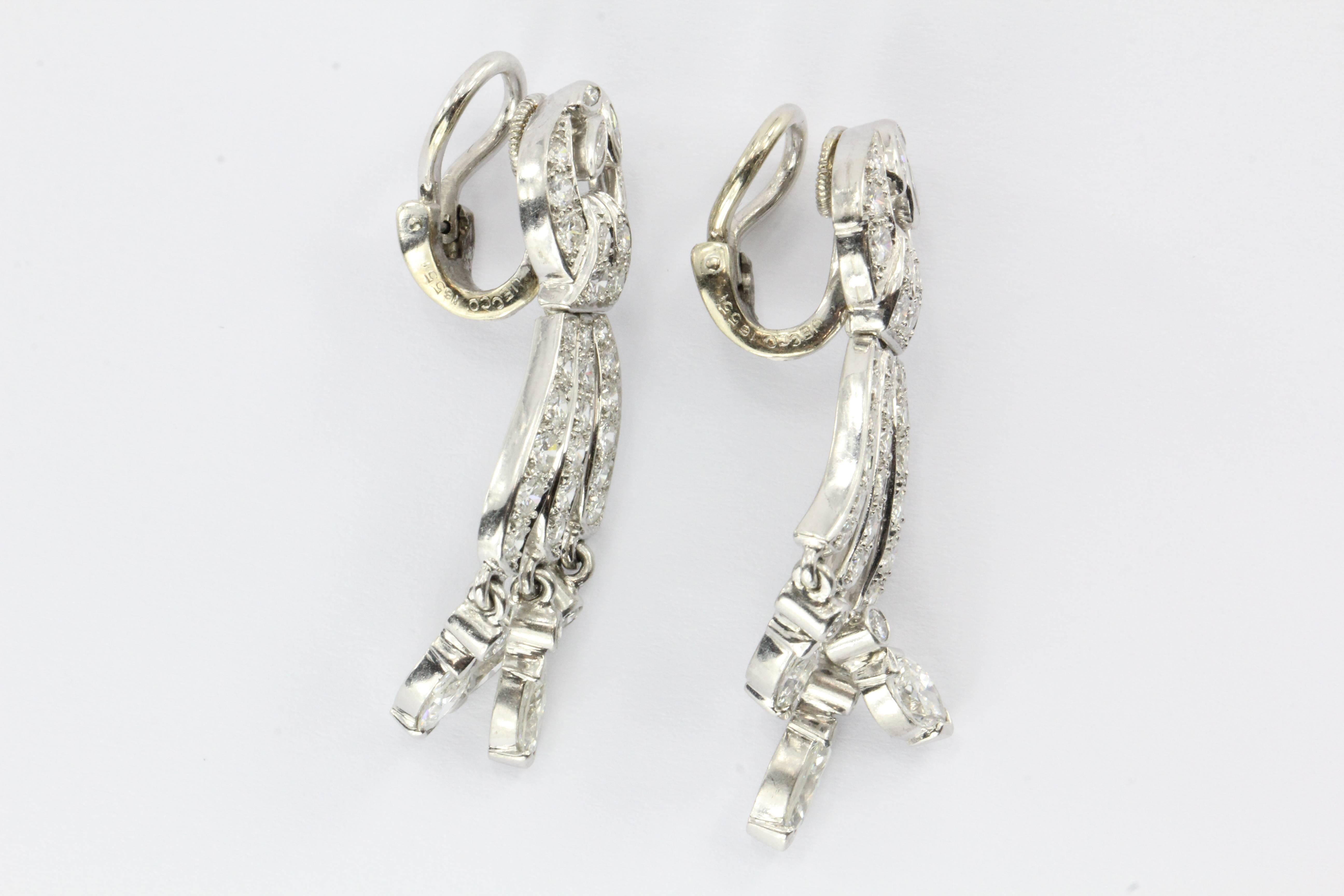 J.E. Caldwell Diamond Platinum French Post Earrings 1