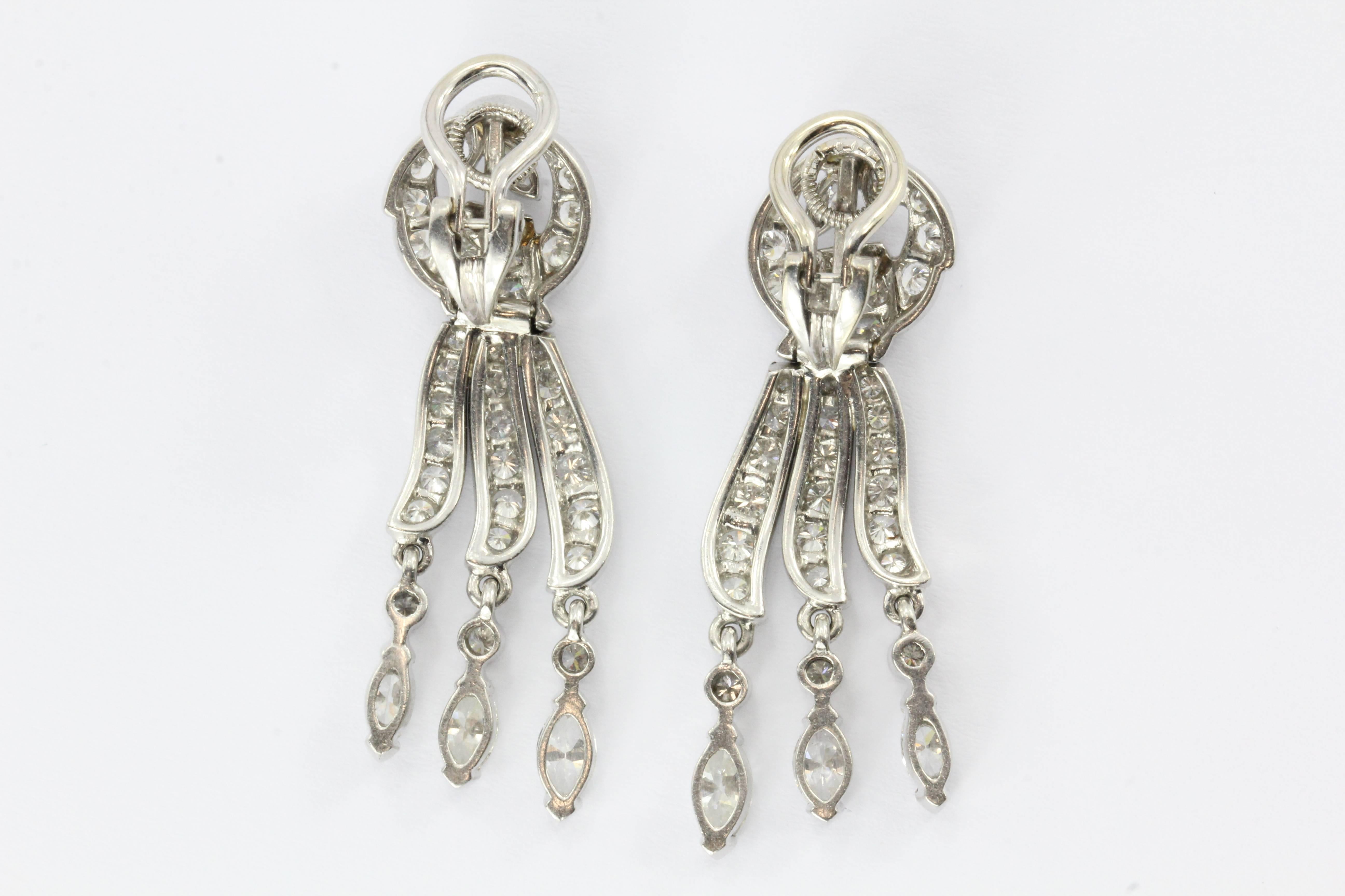 J.E. Caldwell Diamond Platinum French Post Earrings 2
