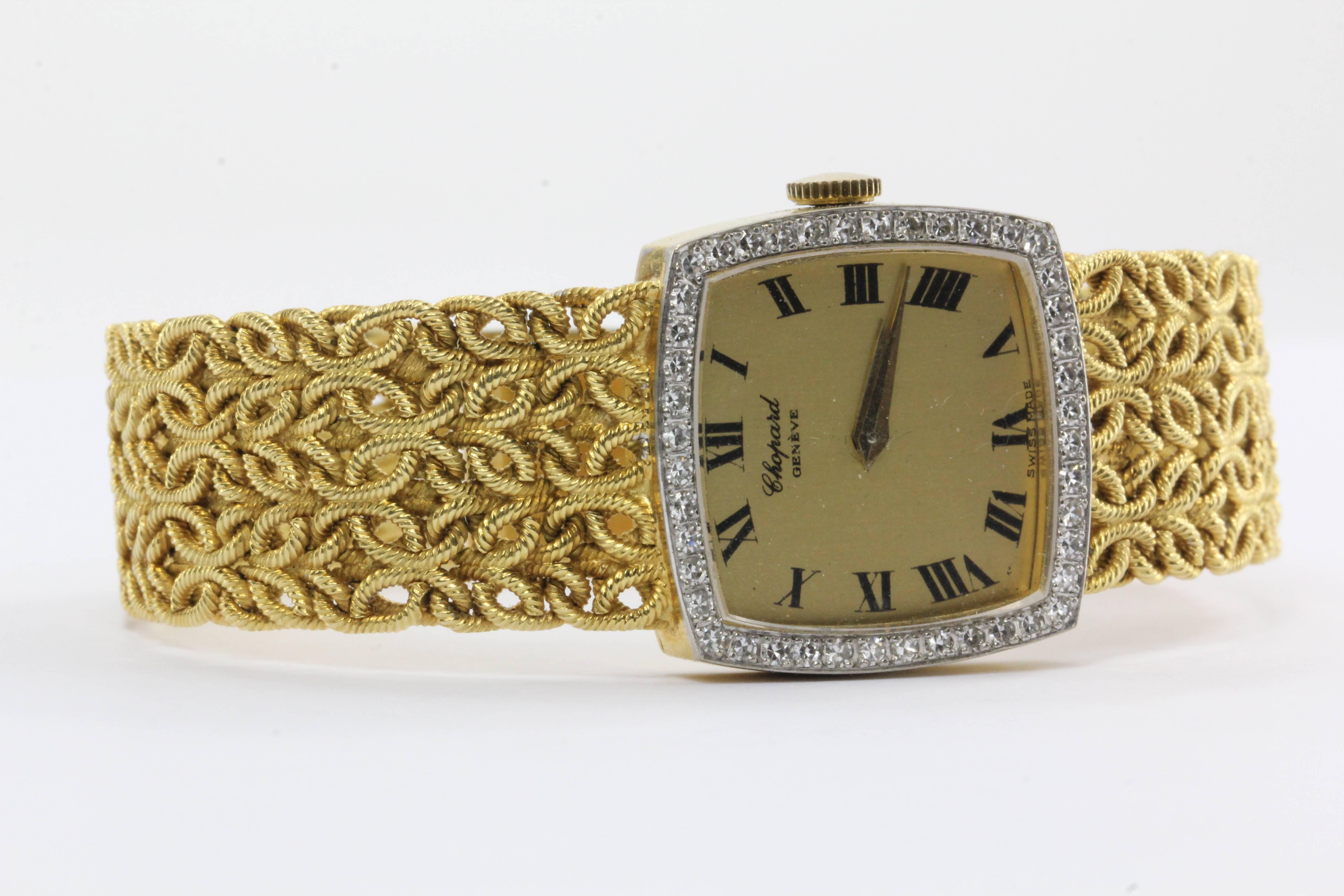 Chopard  Diamond Watch with Byzantine Wheat Chain Bracelet 6