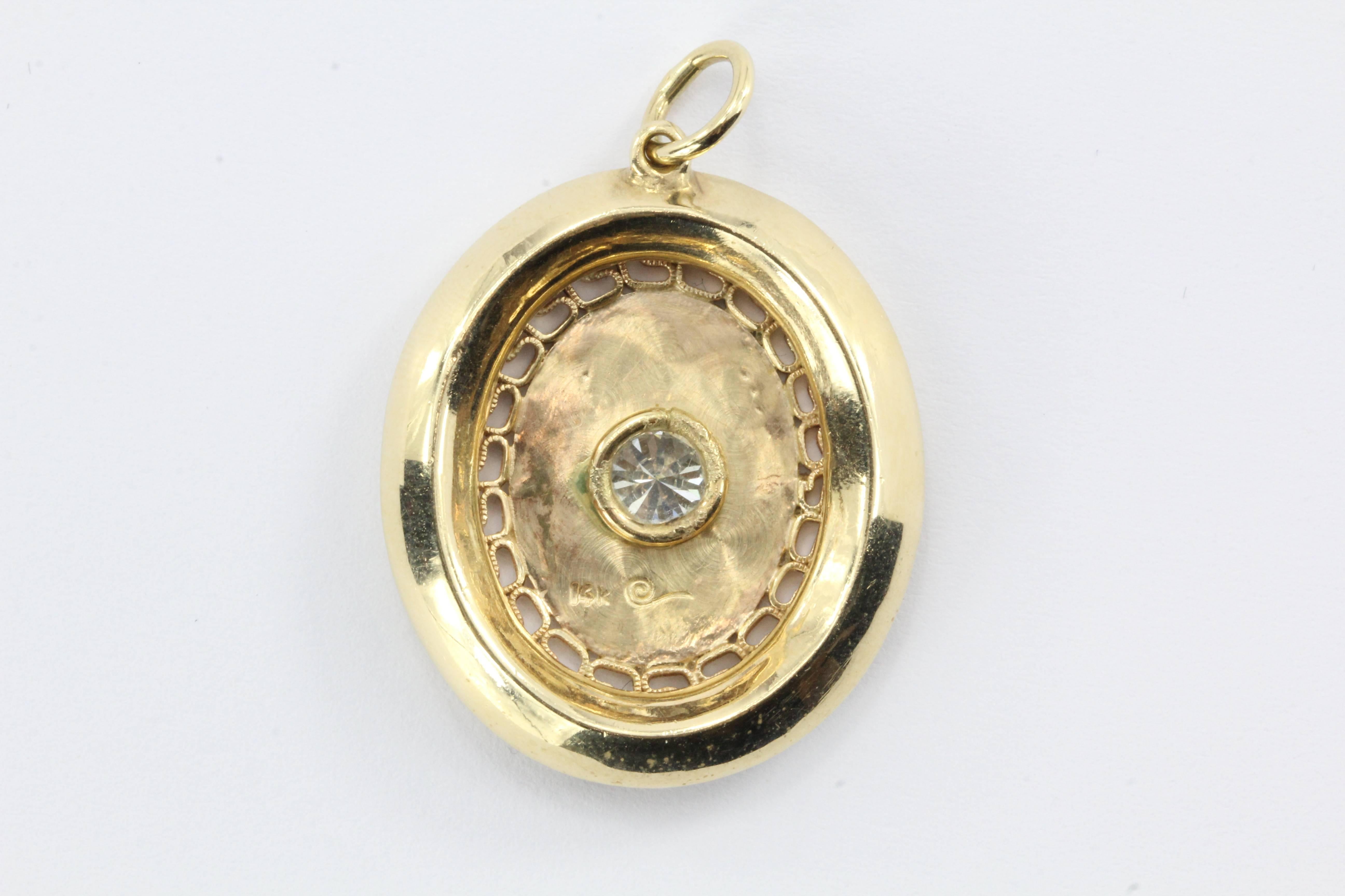 Victorian Revival Ruby Diamond Gold Pendant In Excellent Condition In Cape May, NJ