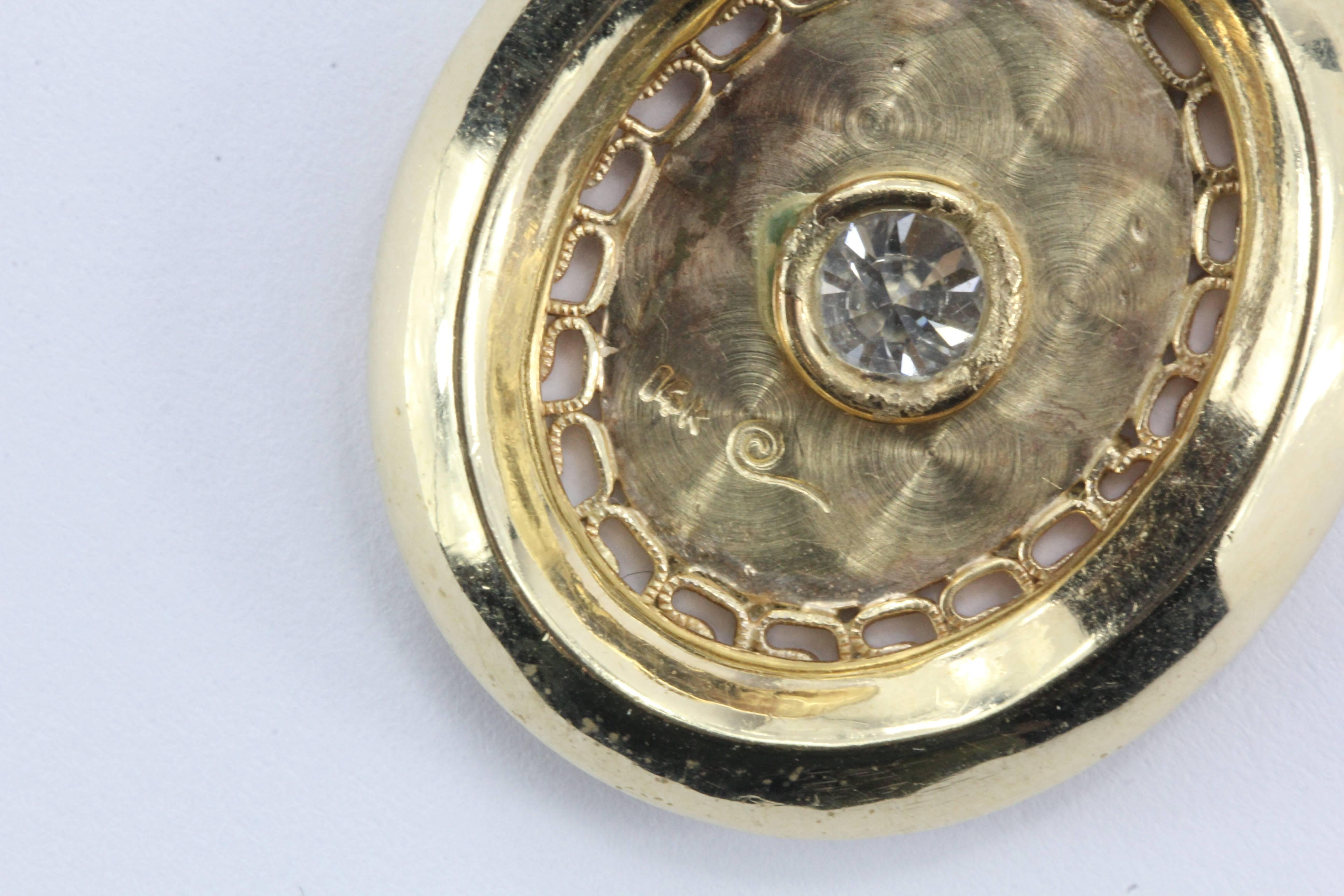 Women's or Men's Victorian Revival Ruby Diamond Gold Pendant
