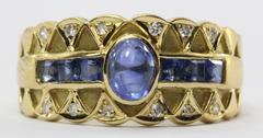18K Gold Sapphire Diamond Ring Band