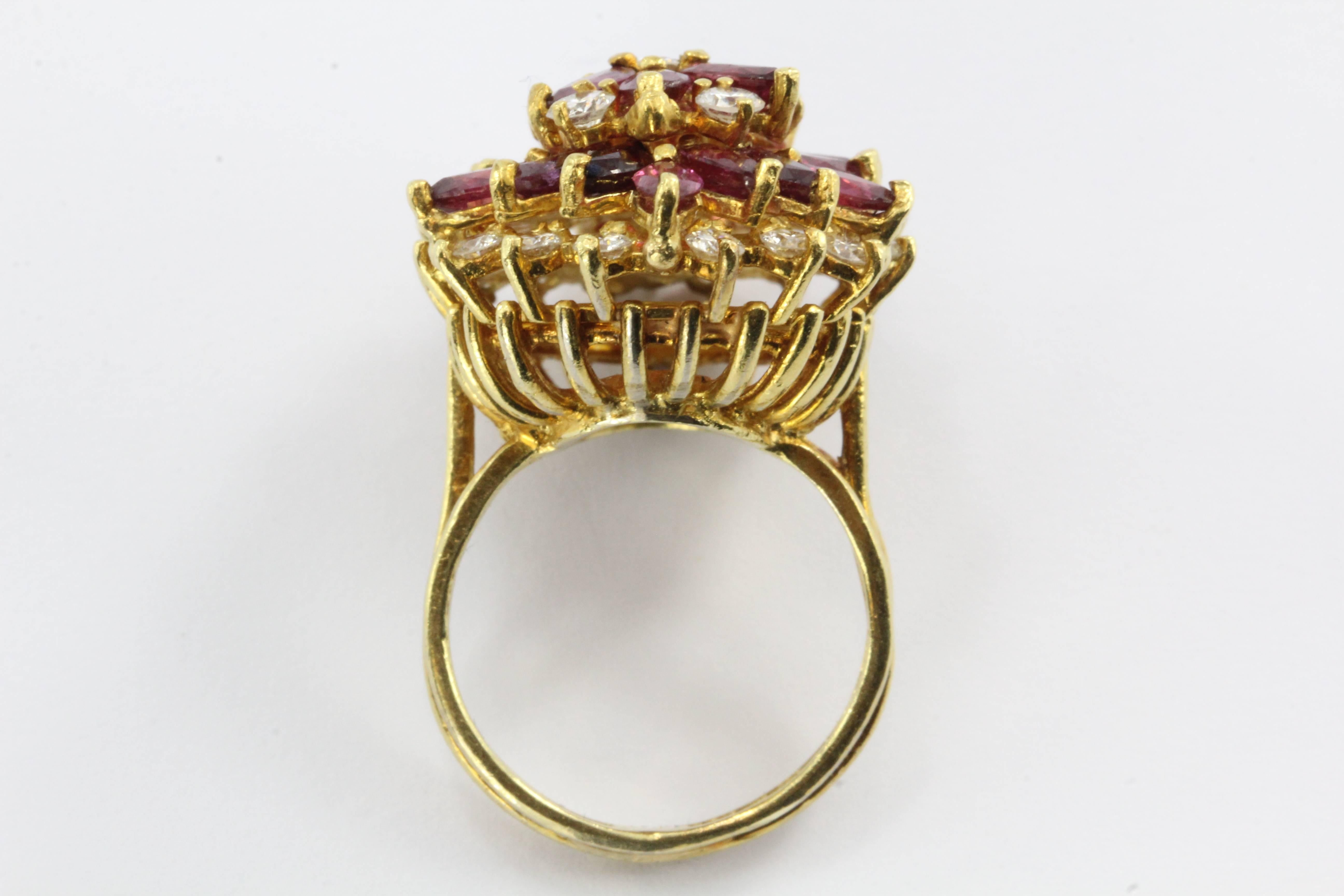 1960s Natural Ruby Diamond Gold Ring  In Excellent Condition In Cape May, NJ
