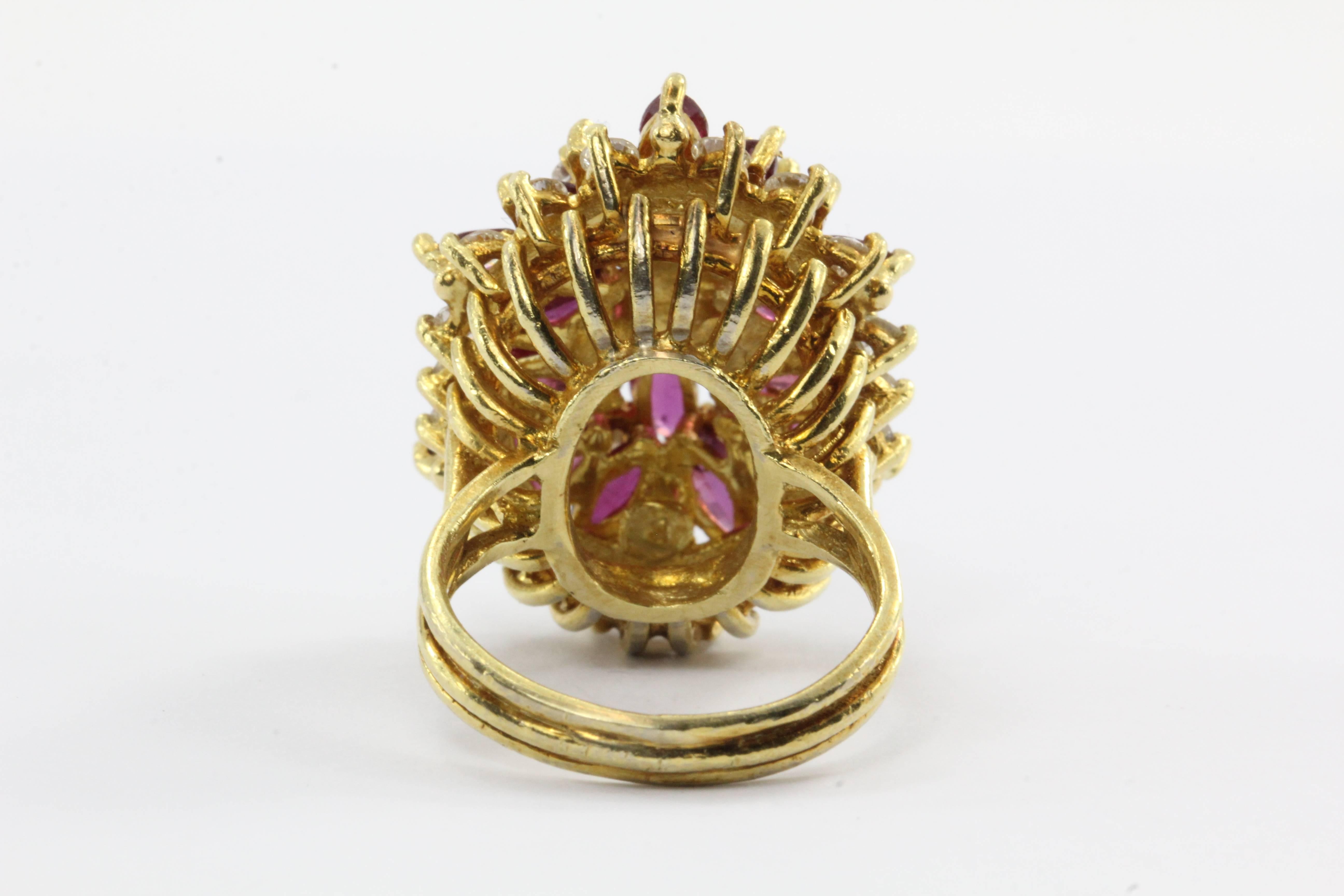 1960s Natural Ruby Diamond Gold Ring  2