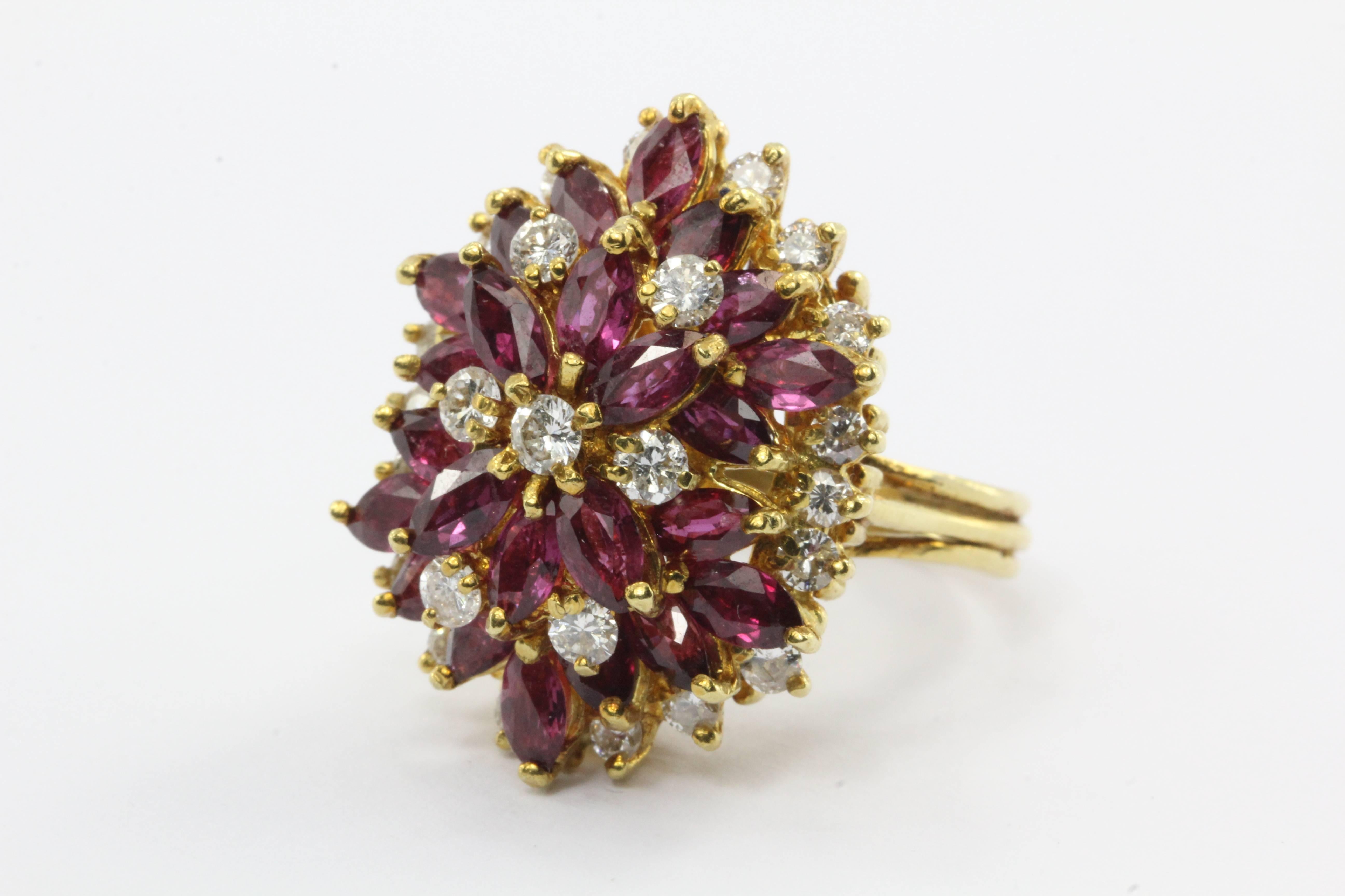 1960s Natural Ruby Diamond Gold Ring  3
