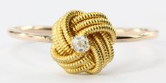 Victorian 10K Gold Lovers Knot Diamond Conversion Ring Size 7.25