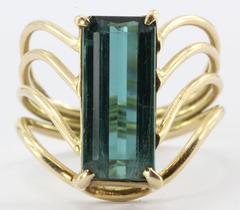 14K Gold 3 Carat Indicolite Blue Tourmaline Ring